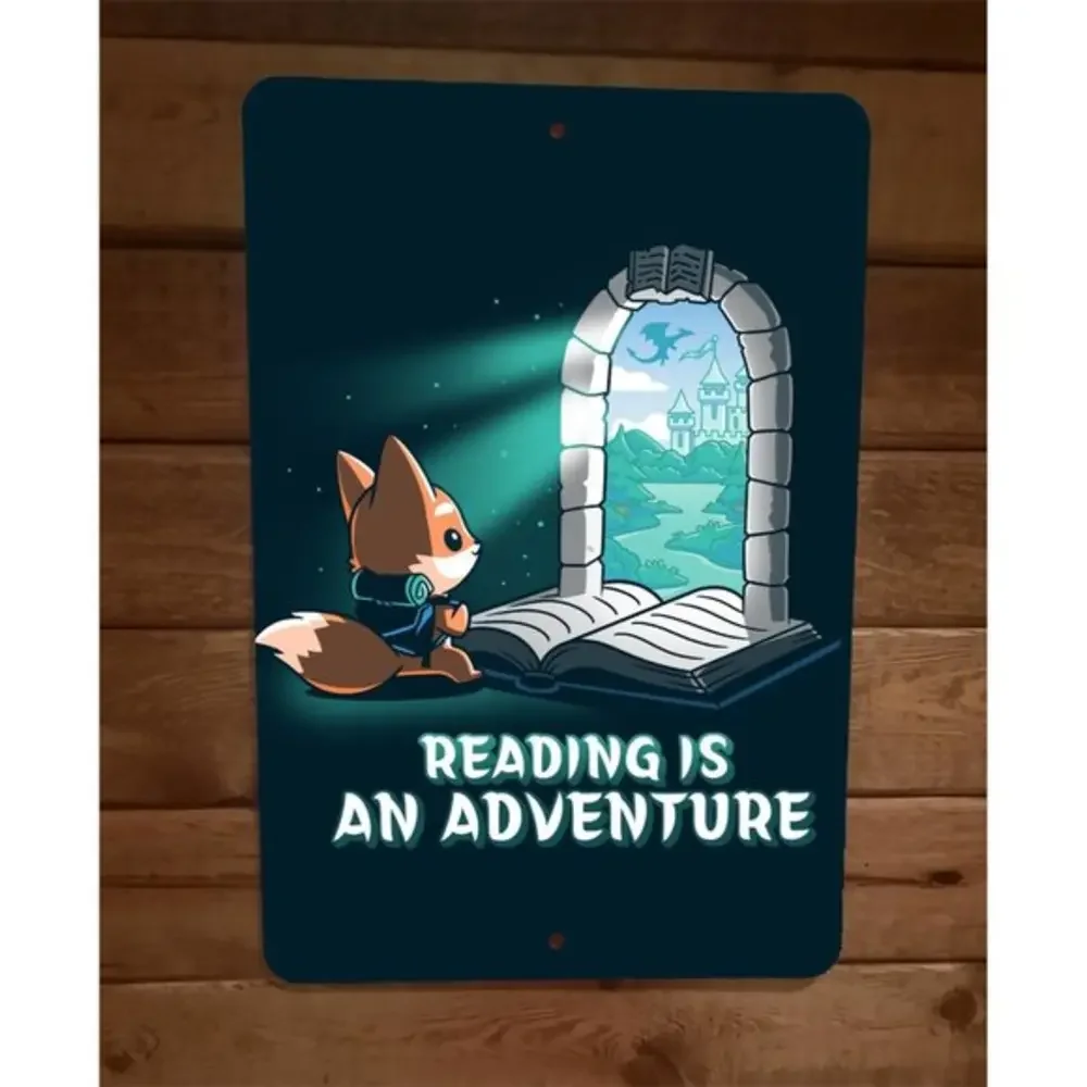 Reading is an Adventure Fox 8x12 Metal Wall Sign‎ Poster